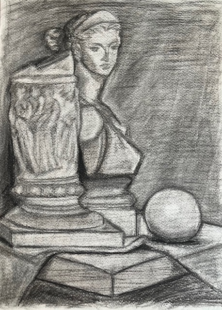 A Study in Whites: Plaster Bust and Geometry